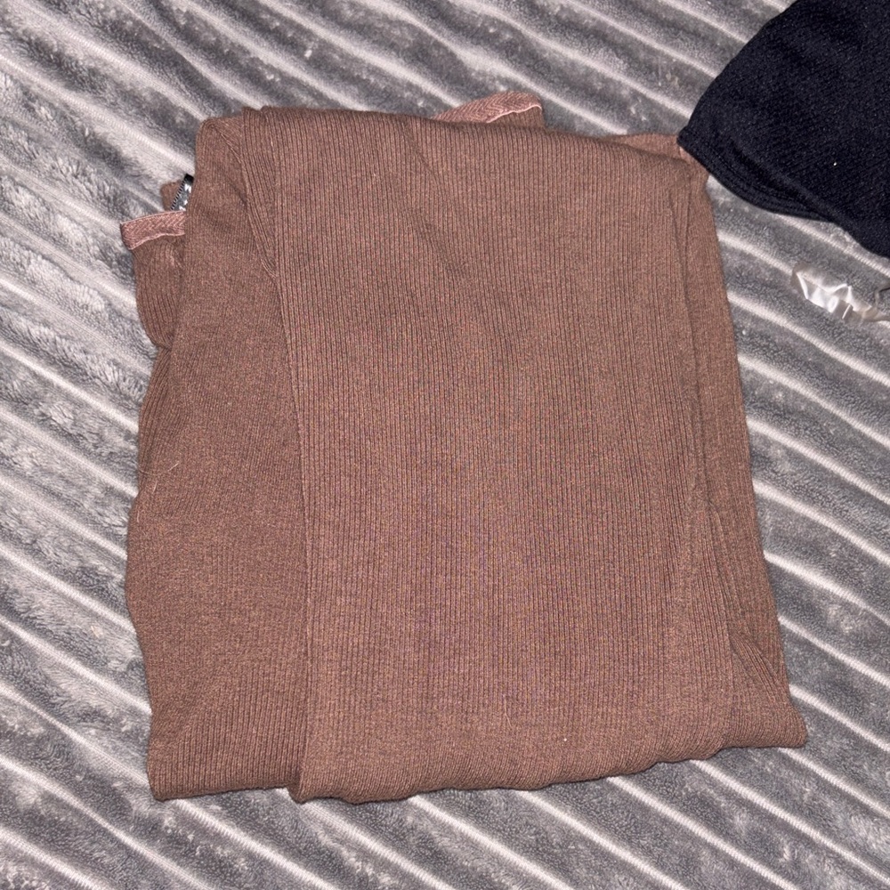 SHEIN Brown Ribbed Leggings